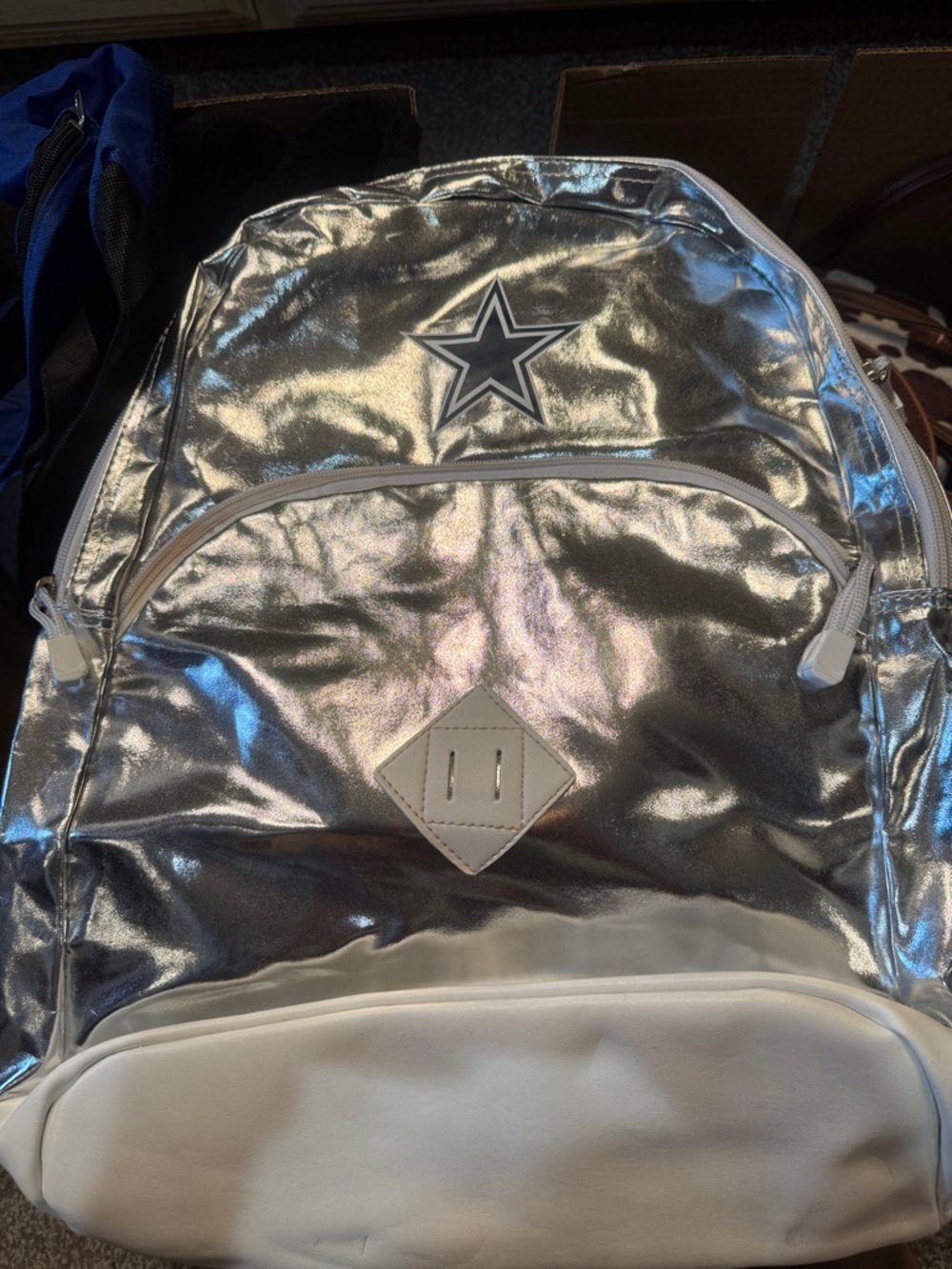 New Dallas cowboy Metallic Silver Star Accent Backpack for Men